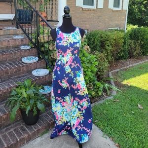 #3006 Blue Floral Maxi Dress